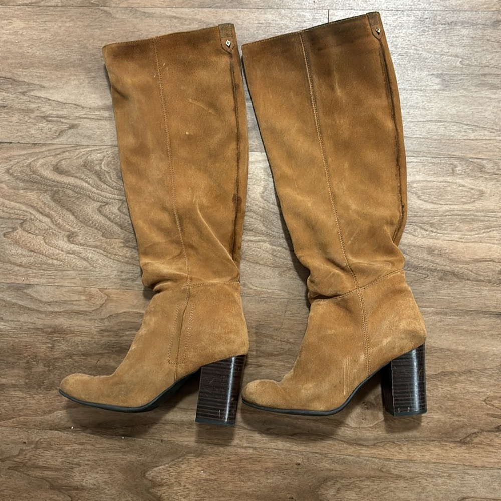 Sam Edelman - Camel Suede Block Heeled Boot - Siz… - image 2